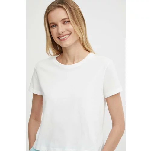 Sisley Bombažna kratka majica ženski, bež barva