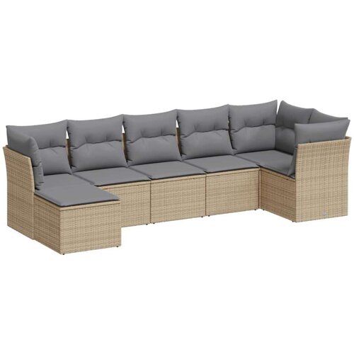 vidaXL 7-dijelni set vrtnih sofa od poliratana s jastucima bež Cijene
