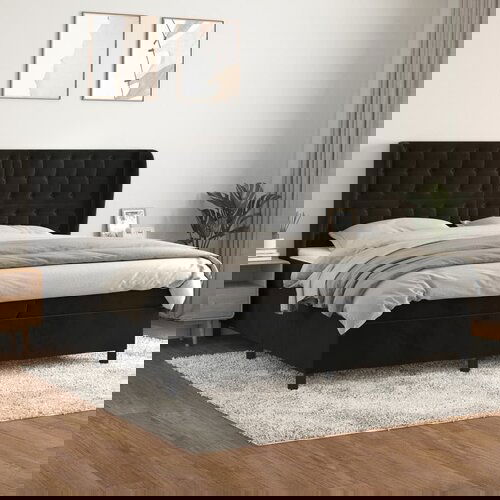 VidaXL Krevet s oprugama i madracem crni 200x200 cm bar&amp;scaron;unasti Slike