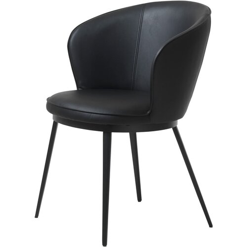 Unique Furniture crna blagovaonska stolica od imitacije kože Gain Leath Cijene