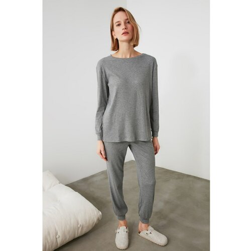 Trendyol Grey Knitted Pajama Set Slike