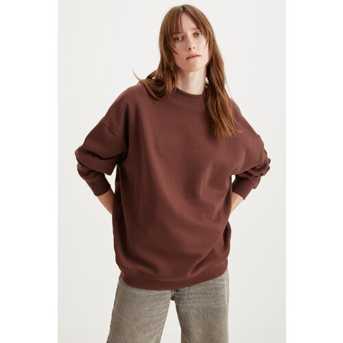 GRIMELANGE ALLYS Oversize Brown Single Sweatshirt Cene