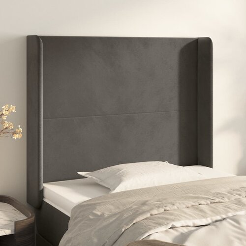 vidaXL Vzglavje z ušesi temno siv 103x16x118/128 cm žamet Cene