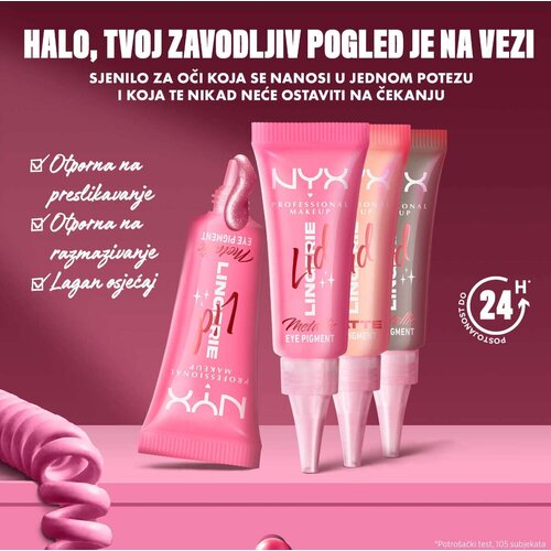 NYX Professional Makeup Lid Lingerie kremasto senčila za oči odtenek Gold String 6 ml Slike