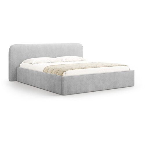 Micadoni Svijetlo sivi tapecirani bračni krevet s prostorom za odlaganje s podnicom 160x200 cm Elizabeth – Cene