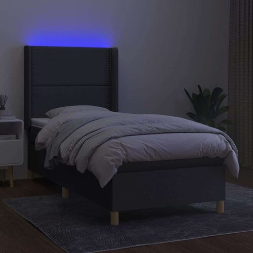  Krevet box spring s madracem LED tamnosivi 90x190 cm tkanina Slike