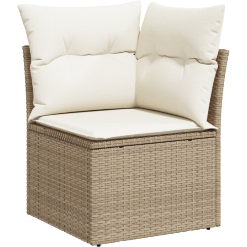 vidaXL set od 5 dijelova vrtne sofe s jastučićima bež poli ratan akacija, 2-sjedna vrtna sofa s jastučićima bež poli ratan Cene