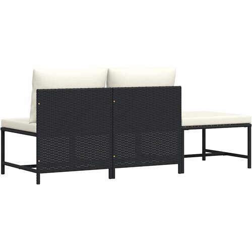  3-dijelni vrtni set sofa od poliratana s jastucima crni Slike