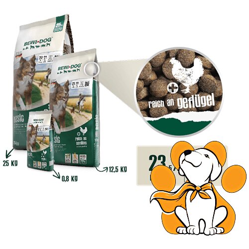 Bewi Dog basic 12,5kg, Granule za Pse sa Normalnom Aktivnošću, za Zdravu Kožu Slike
