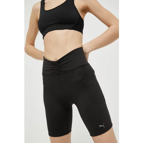 Puma Kratke hlače za jogu Studio Foundation boja: crna, glatki materijal, visoki struk