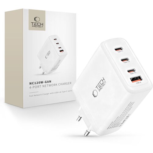 TECH-PROTECT 4-PORTNI PD 120W STENSKI POLNILEC ZA TELEFONE IN PRENOSNIKE, (5000337483) Cene