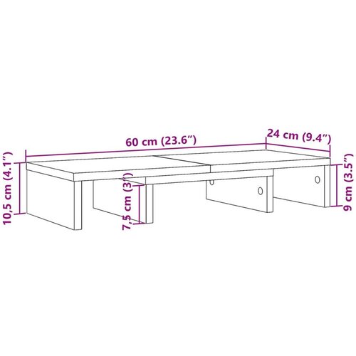 VidaXL Stalak za monitor podesivi boja hrasta 60 x 24 x 10,5 cm drveni Slike