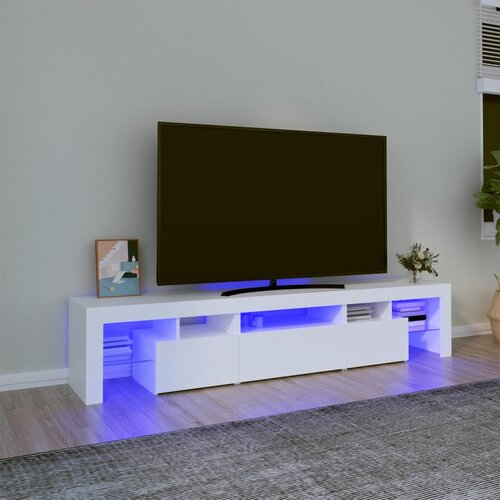 The Living Store TV omarica z LED lučkami bela 200x36,5x40 cm - TV Omarica, (21375007) Slike