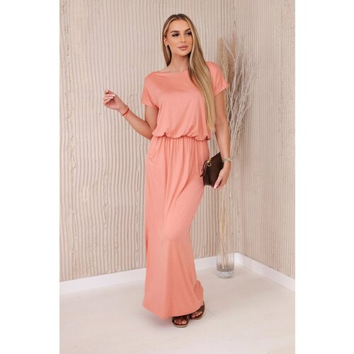 Kesi Women's viscose dress with pockets - dark apricot Cijene