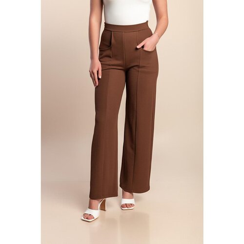 Fenzy Hlače Z Visokim Pasom, Rjave Cene