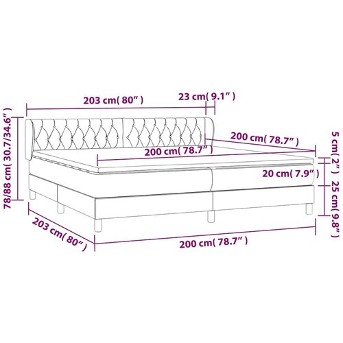  Krevet s oprugama i madracem svjetlosivi 200 x 200cm od tkanine Slike
