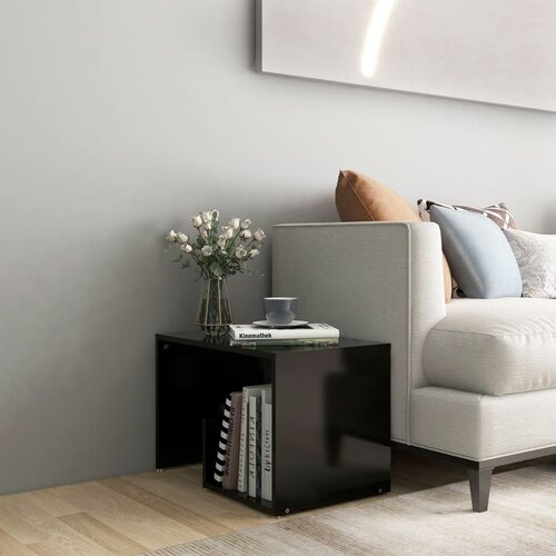 VidaXL Stranska mizica črna 59x36x38 cm iverna plo&amp;scaron;ča Slike