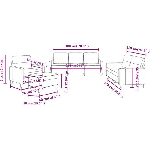  4-dijelni set sofa s jastucima smeđesivi od tkanine Slike