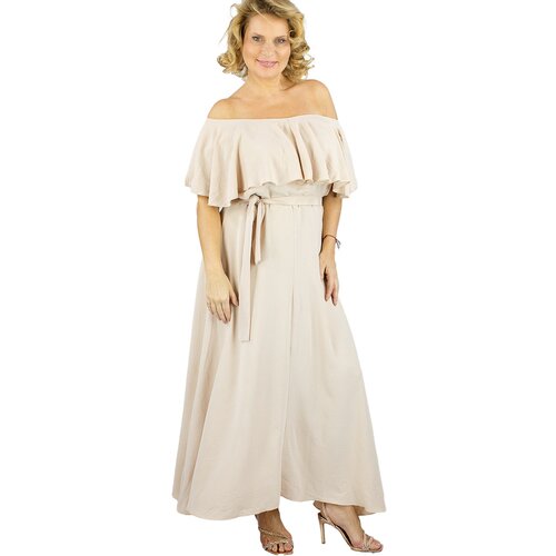 Pri Airy maxi dress with ruffles and waist tie STELLA Cene