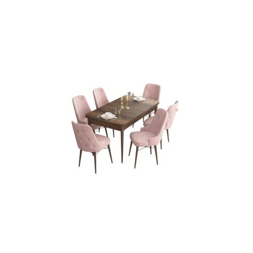 Hanah home set trpezarijski sto i 6 stolica are baroque pink Cene