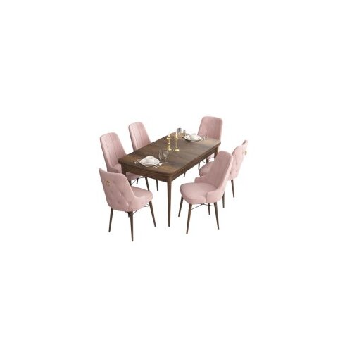 Hanah home Set Trpezarijski sto i 6 stolica Are, Roza-smeđa Cijene
