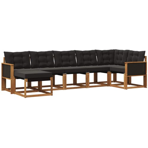 vidaXL Zunanja garnitura za sedenje z blazino 7 pcs Naravna in črna, (5000281486) Cene