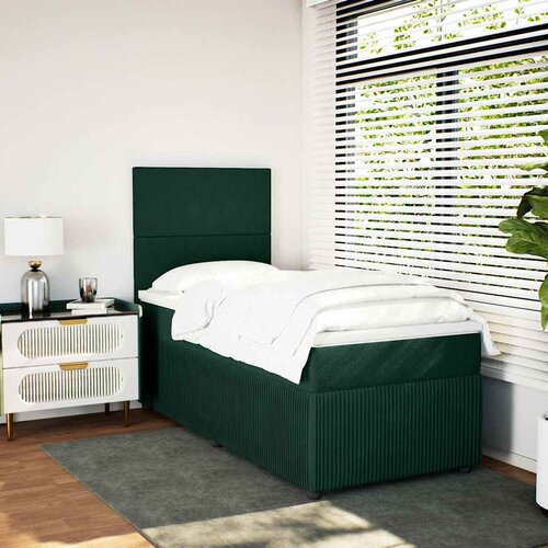 Box spring krevet s madracem tamnozeleni 90x190 cm bar&amp;scaron;unasti Slike