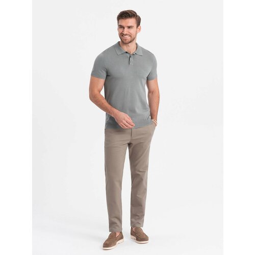 Ombre Men's classic cut chino pants with soft texture - ash Cene
