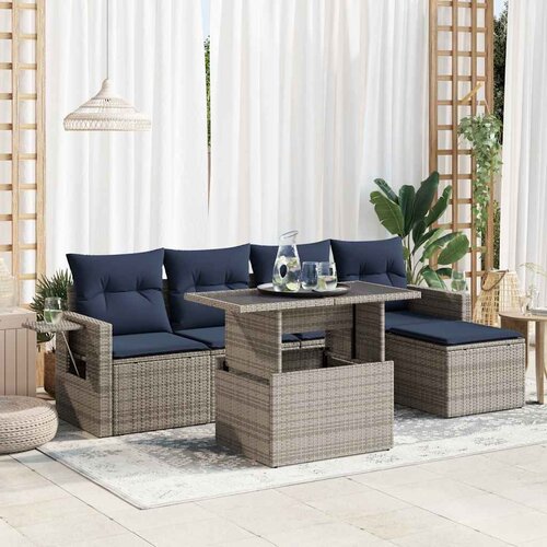 vidaXL 6-dijelni set vrtnih sofa s jastucima crni od poliratana bagrem Cene