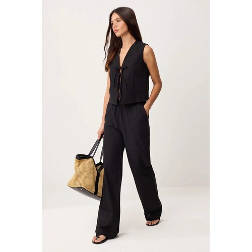 TRENDYOLMILLA ženski set bluza i pantalone Twoss25Au00034, crna/crna Cene