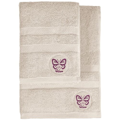 Foutastic Hope - Beige Beige Hand Towel & Bath Towel Set (2 Pieces) Cene