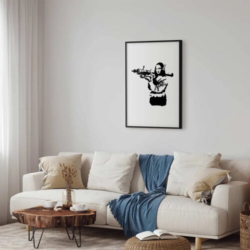  Plakat - Banksy Mona Lisa with Rocket Launcher 60x90 Crni okvir s margom Cene