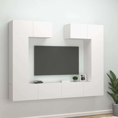 6-dijelni set TV ormarića bijeli od konstruiranog drva Slike