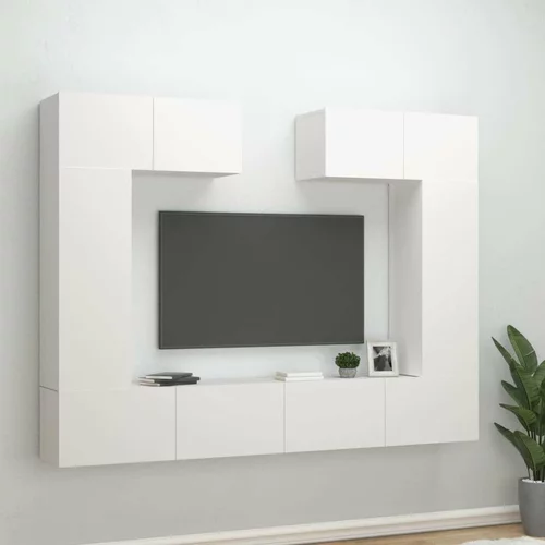  Komplet TV omaric 6-delni bel inženirski les, (20914540)
