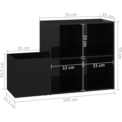  za cipele sjajni crni 105x35,5x70 cm konstruirano drvo Slike