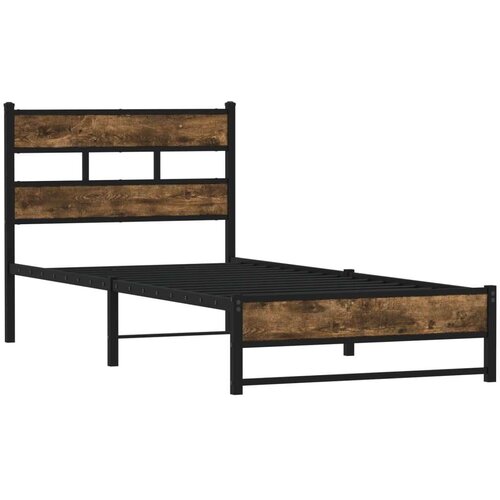 VidaXL Metalni okvir kreveta bez madraca boja hrasta 75x190 cm Slike