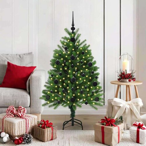 vidaXL Božično drevo med 150 LED z stojalom Zelena 120 cm PE Cene