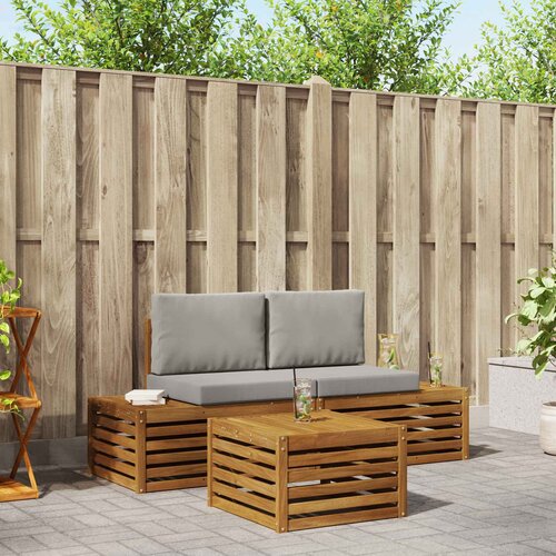  Set vanjskih sofa Prirodna i svijetlo siva 59 x 59 x 37 cm Cene