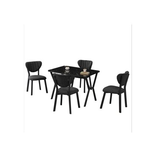 Hanah home Set Trpezarijski sto i 4 stolice Elma Anthracite Black Slike