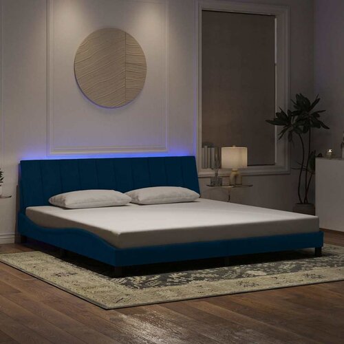  Okvir kreveta s LED-om bez madraca Hanko plavi 200 x 200 cm baršunasti Cene