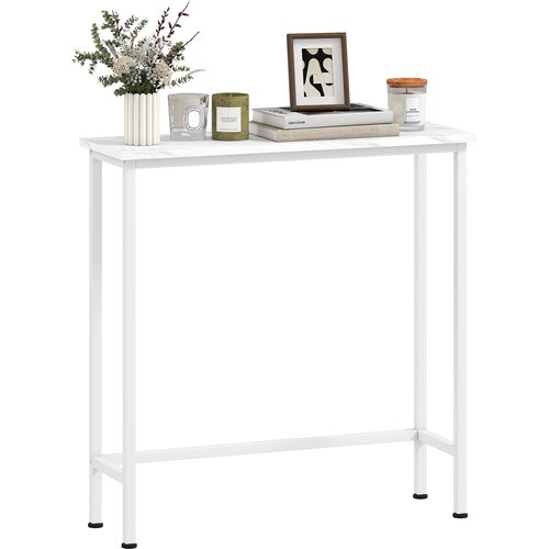 HOMCOM Konzolna miza iverna plo&scaron;ča, kovina 75D x 24&Scaron; x 76V cm bela, (5000243021) Cene