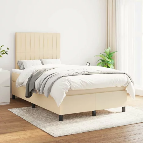  Box spring postelja z vzmetnico krem 120x200 cm blago, (20893416)