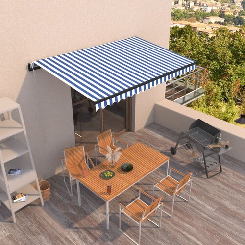 vidaXL Tenda na automatsko uvlačenje 400 x 350 cm plavo-bijela Cijene