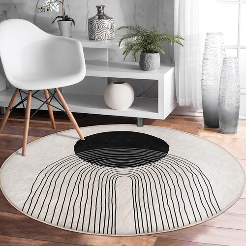 Mila Home Črna/bela pralna/primerna za robotski sesalnik okrogla preproga &amp;oslash; 100 cm Comfort &amp;ndash; Slike