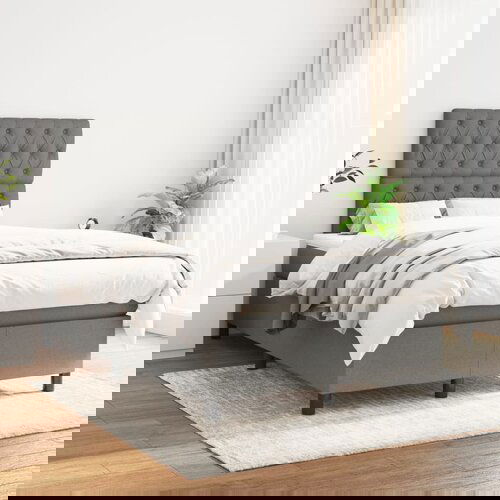 The Living Store Box spring postelja z vzmetnico temno siva 120x200 cm blago - Box Spring Postelja, (21518341) Cene