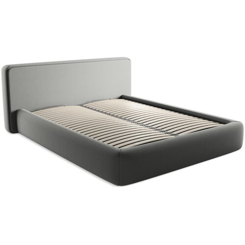 Makamii Sivi tapecirani bračni krevet s prostorom za odlaganje s podnicom 160x200 cm Kiana &amp;ndash; Slike
