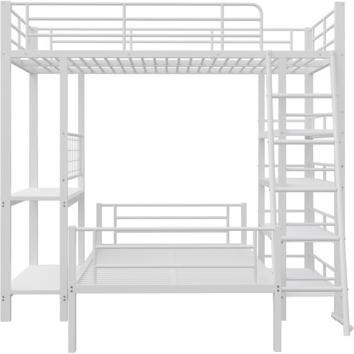 Lumor Pogradna postelja 90x200 cm - z več predali za shranjevanje - kovinska konstrukcija - bela, (22068394) Cene