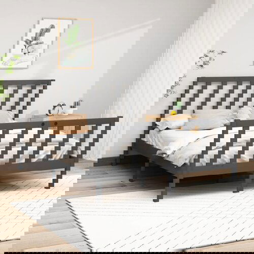 Furnova Posteljni okvir siv iz trdne borovine 150x200 cm, (21940310) Cene