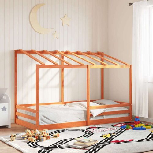 vidaXL Dječji krevet s krovom voštano smeđi 100x200 cm borovina Cijene