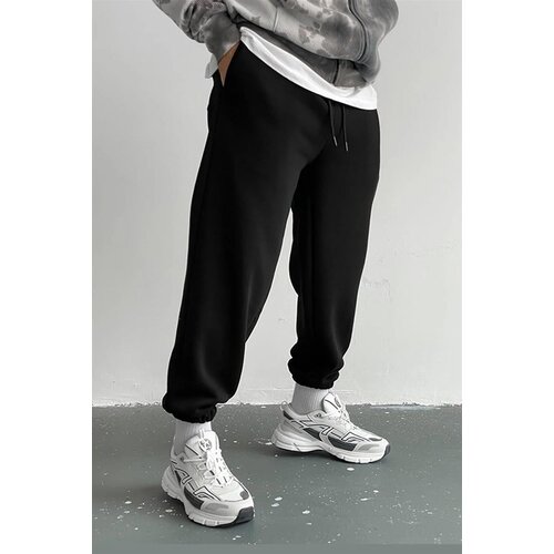 Dewberry 84184 3 Thread Mens Sweatpants-BLACK Slike